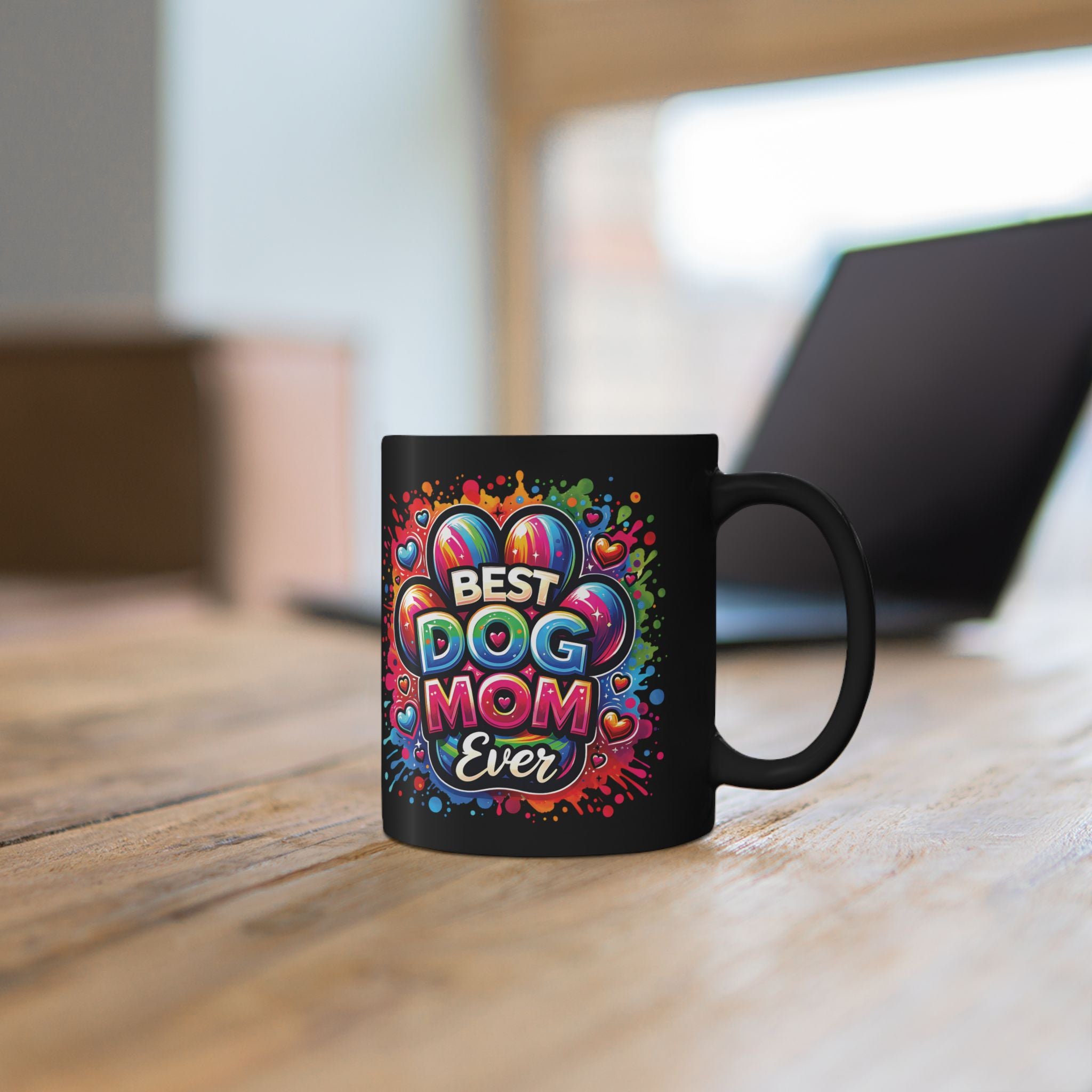 Best Dog Mom Ever Mug — Colorful Black Coffee Cup for Dog Lovers (11oz, 15oz)