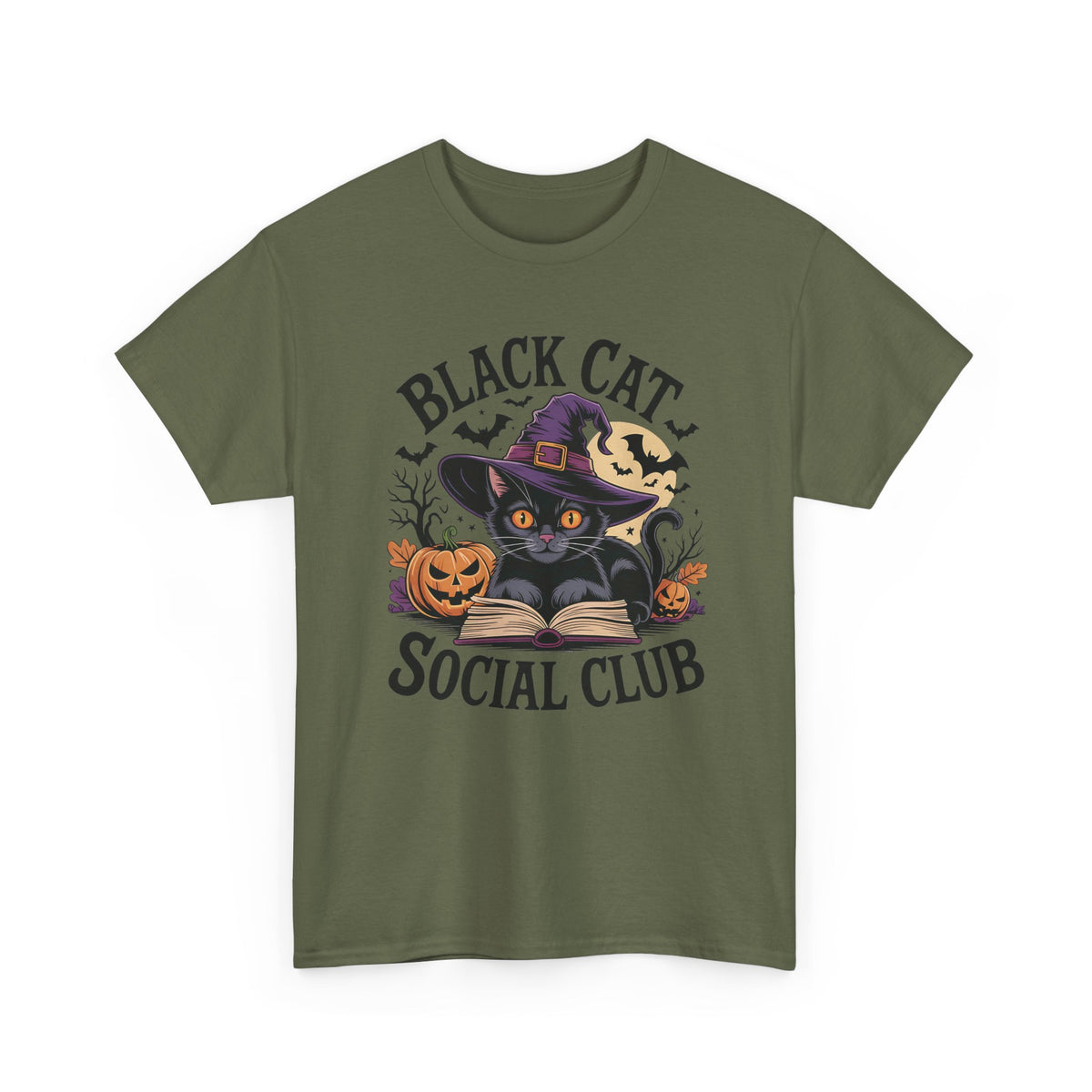 Black Cat Social Club Tee — Cute Halloween Witch Cat T-Shirt