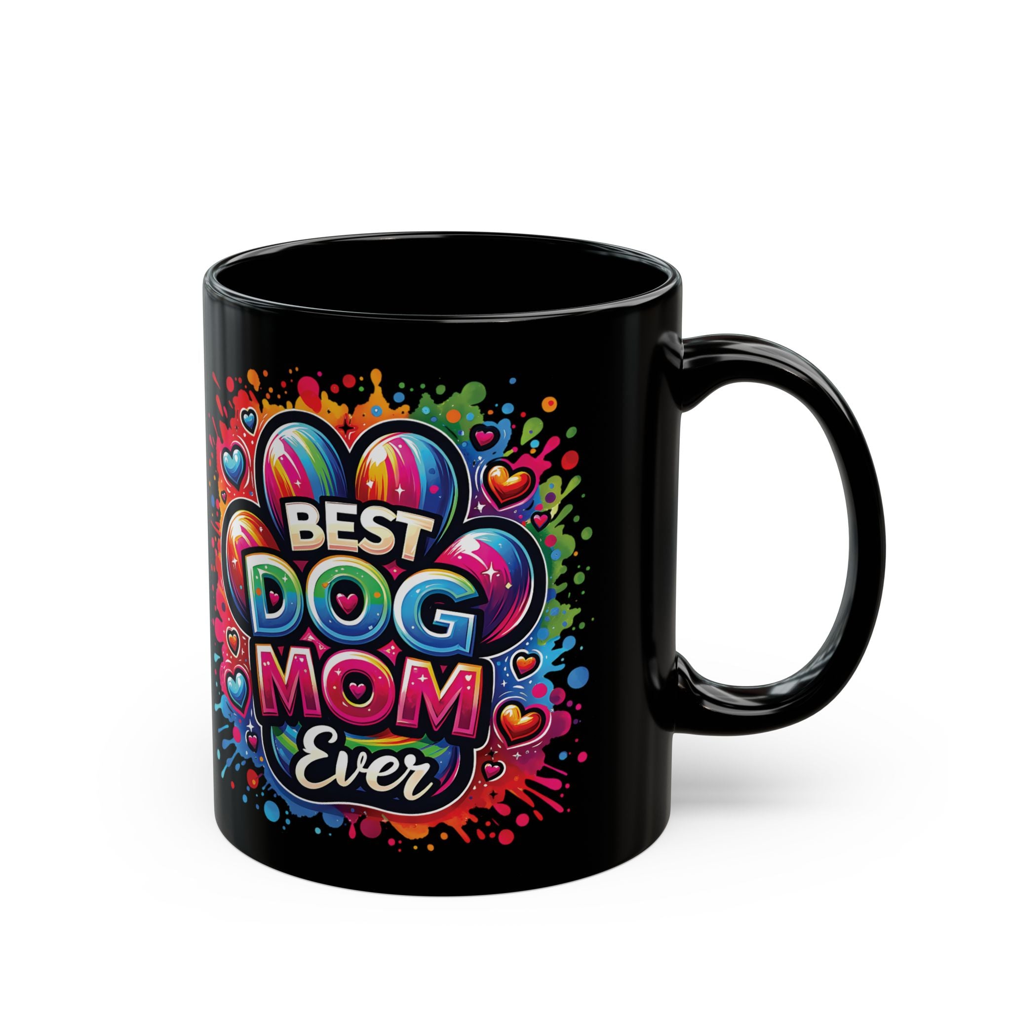 Best Dog Mom Ever Mug — Colorful Black Coffee Cup for Dog Lovers (11oz, 15oz)