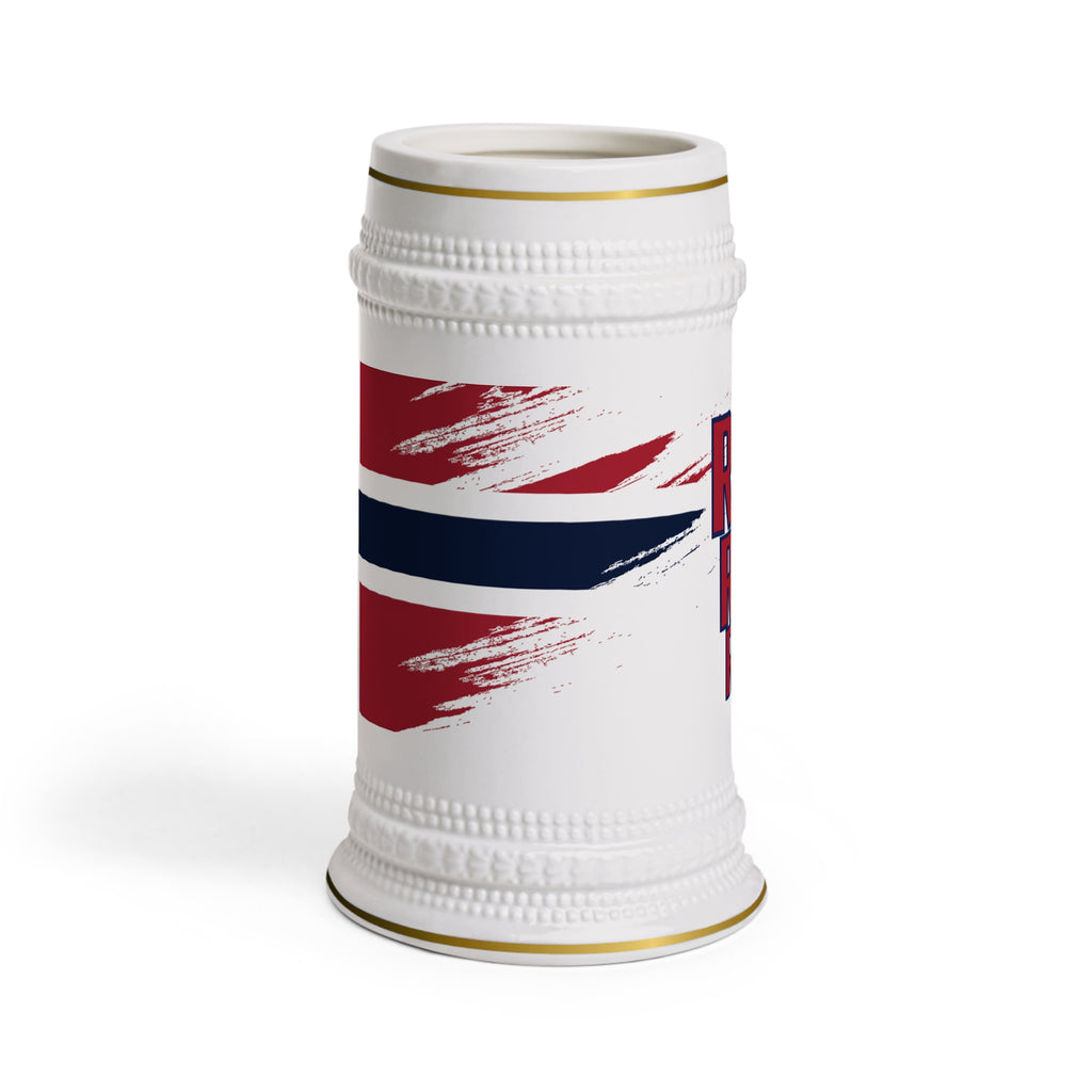Viking RO! Brushstroke Beer Stein mug | 22oz Ceramic Stein, Gold Trim