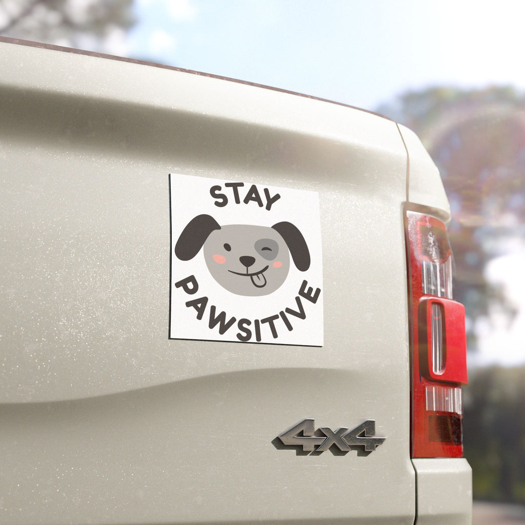 Stay Pawsitive Car Magnet – Winking Dog Pet Decal