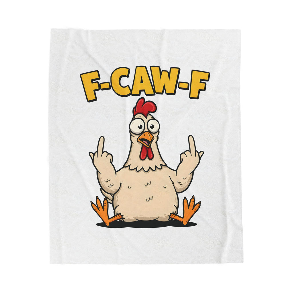 Funny Chicken Velveteen Blanket — "F-CAW-F" Plush Throw (Do Not Disturb)