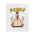 Funny Chicken Velveteen Blanket — "F-CAW-F" Plush Throw (Do Not Disturb)