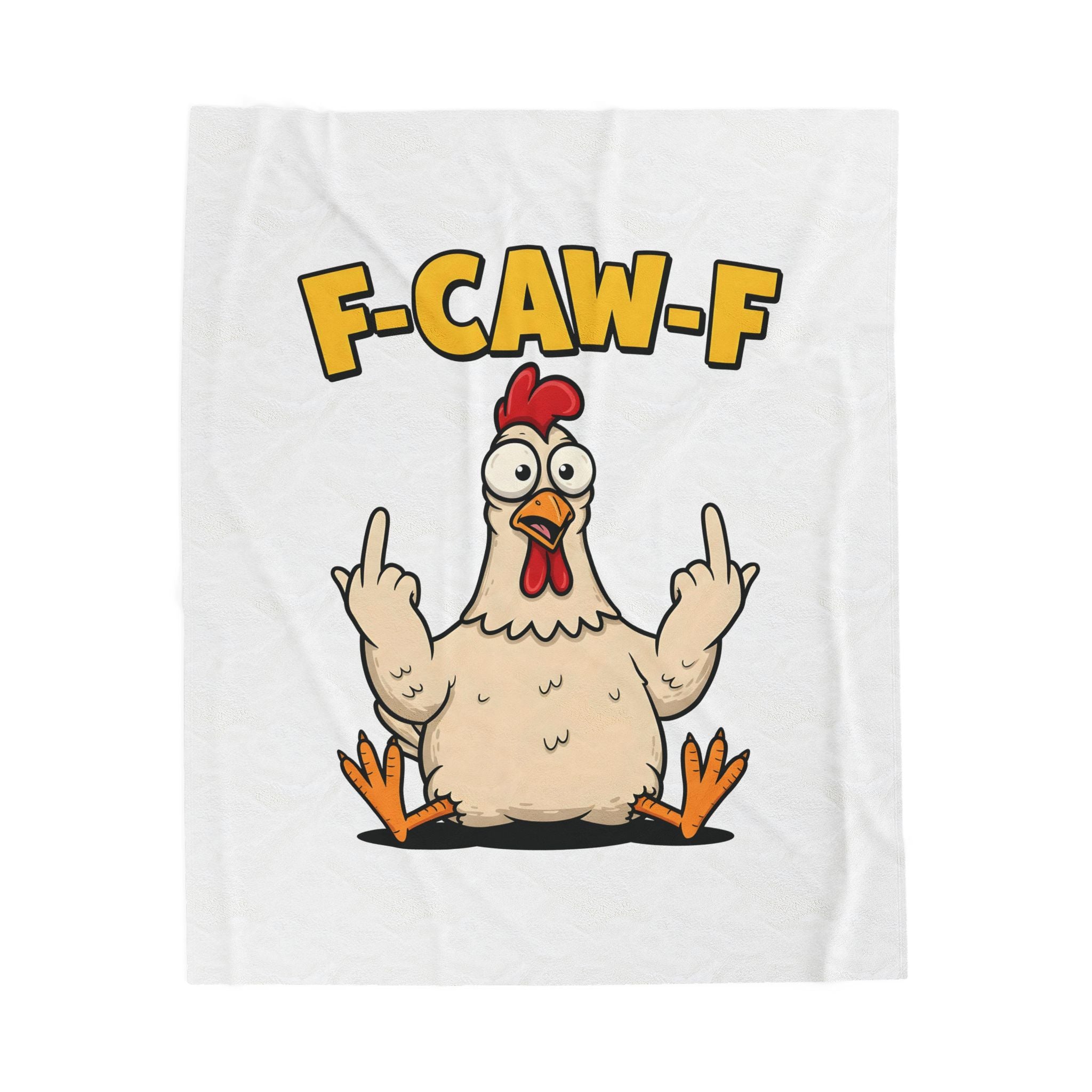 Funny Chicken Velveteen Blanket — "F-CAW-F" Plush Throw (Do Not Disturb)