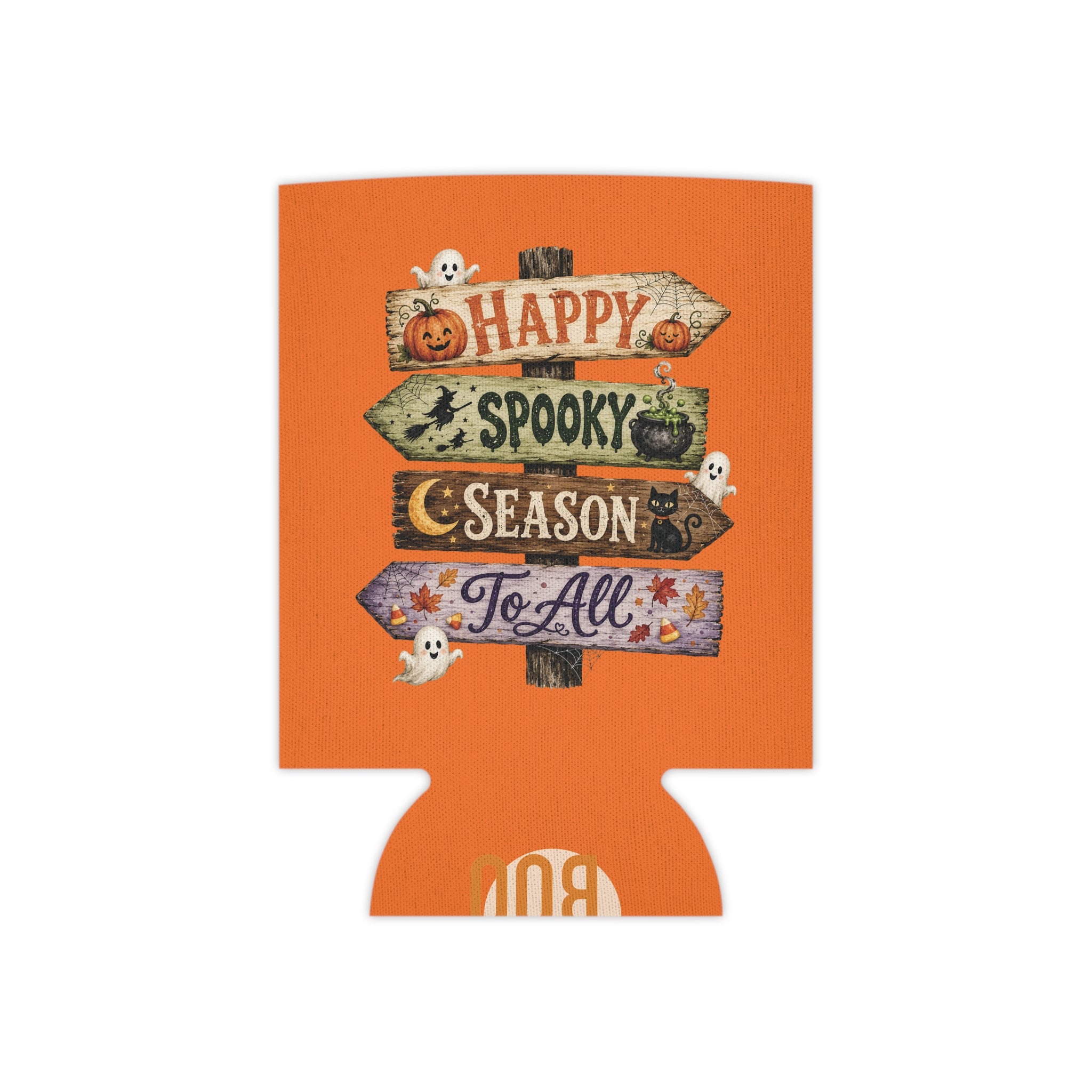 Happy Spooky Season Can Cooler – Halloween Pumpkin & Ghost Koozie