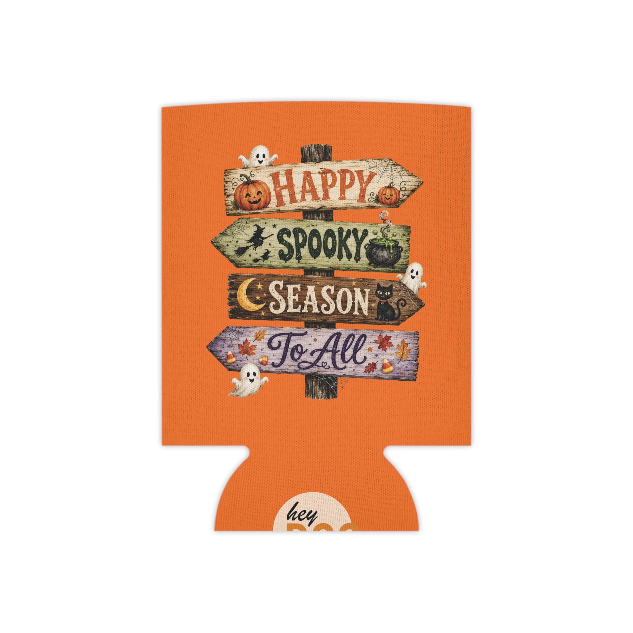 Happy Spooky Season Can Cooler – Halloween Pumpkin & Ghost Koozie