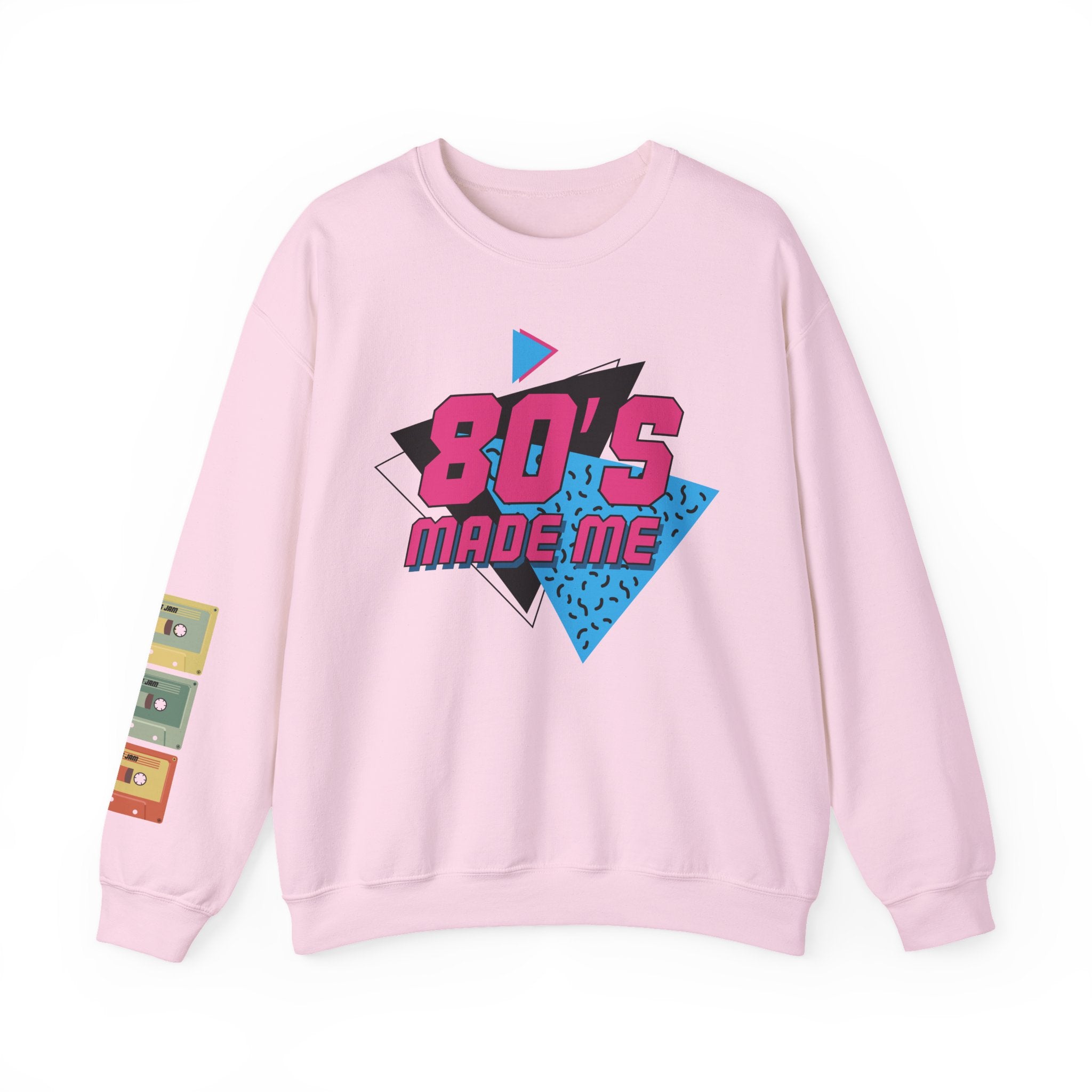 80's Made Me Sweatshirt — Retro 1980s Graphic Crewneck with Cassette Sleeve