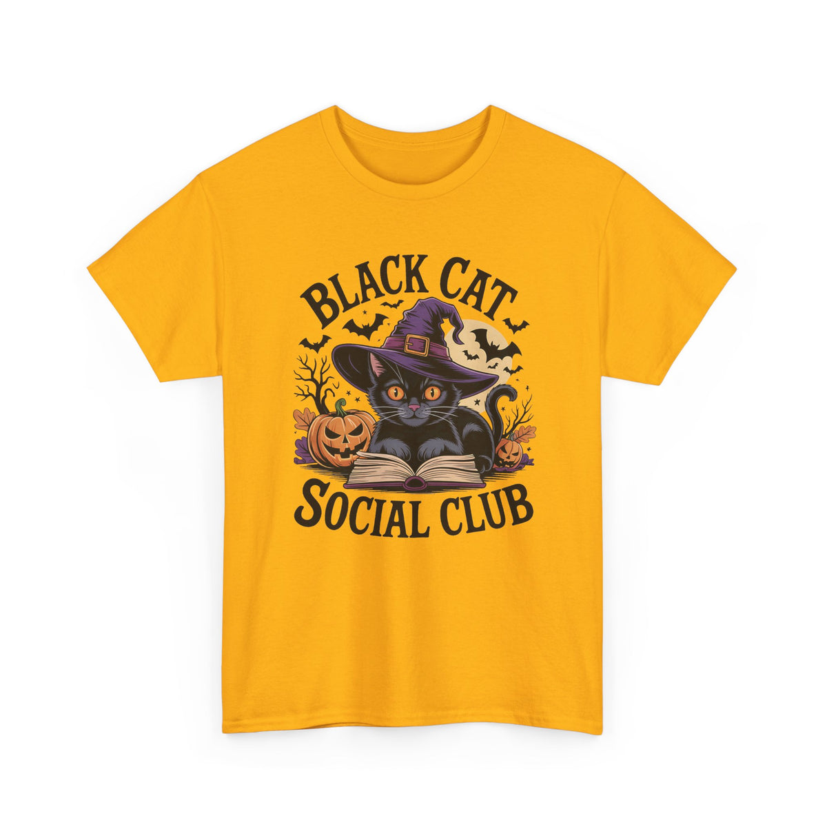 Black Cat Social Club Tee — Cute Halloween Witch Cat T-Shirt