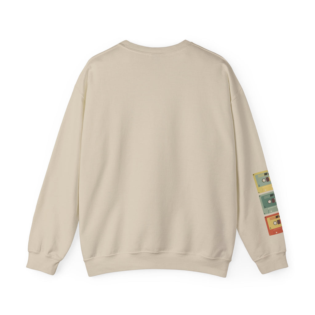 80's Made Me Sweatshirt — Retro 1980s Graphic Crewneck with Cassette Sleeve