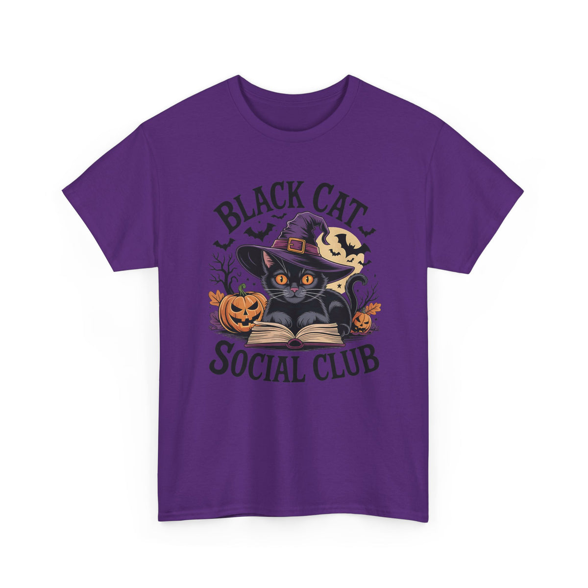 Black Cat Social Club Tee — Cute Halloween Witch Cat T-Shirt