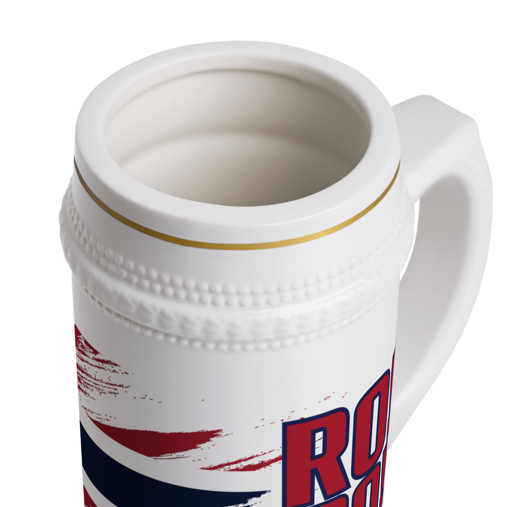Viking RO! Brushstroke Beer Stein mug | 22oz Ceramic Stein, Gold Trim