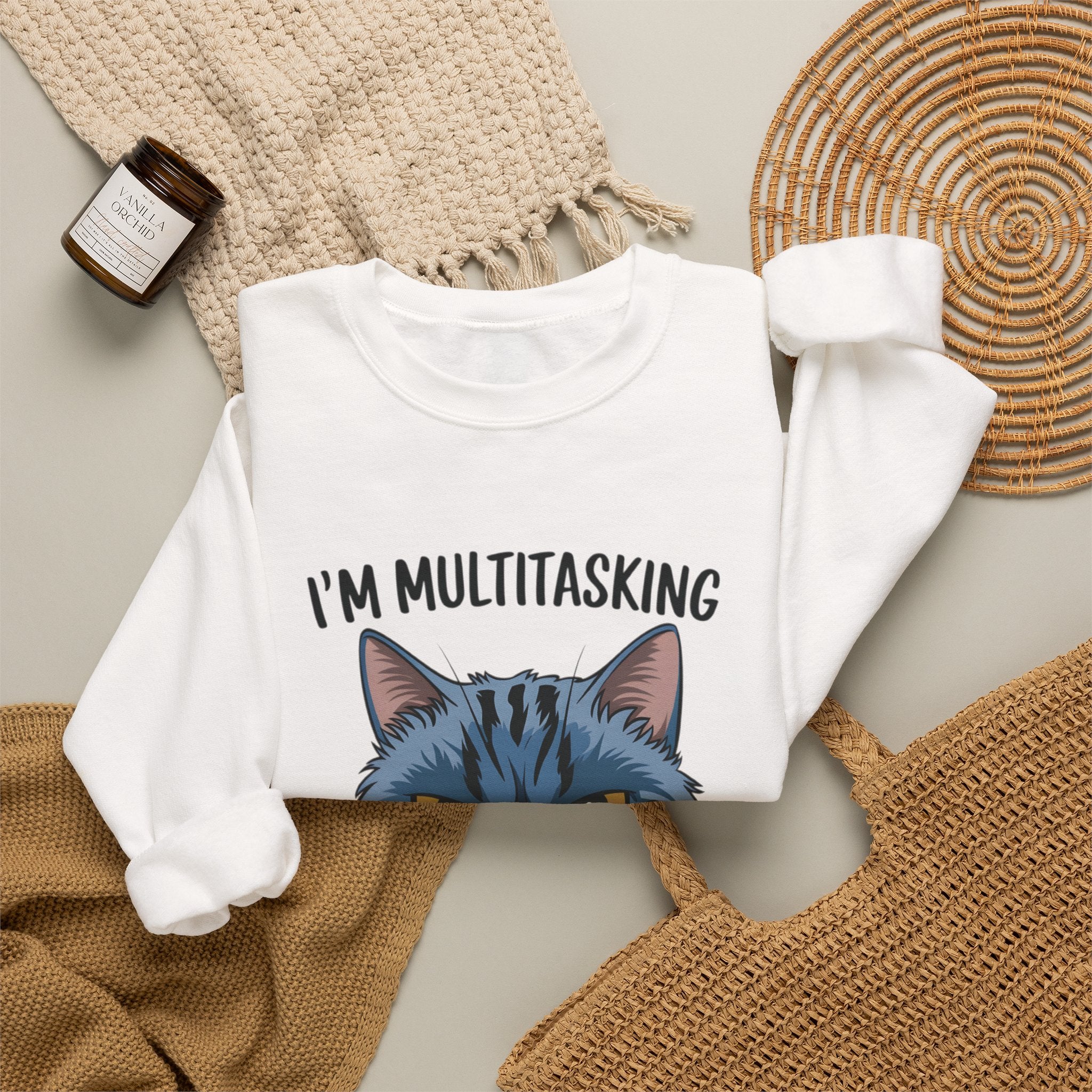 Cat Multitasking Sweatshirt — "I’m Multitasking: I Can Listen, Ignore and Forget at the Same Time" Crewneck