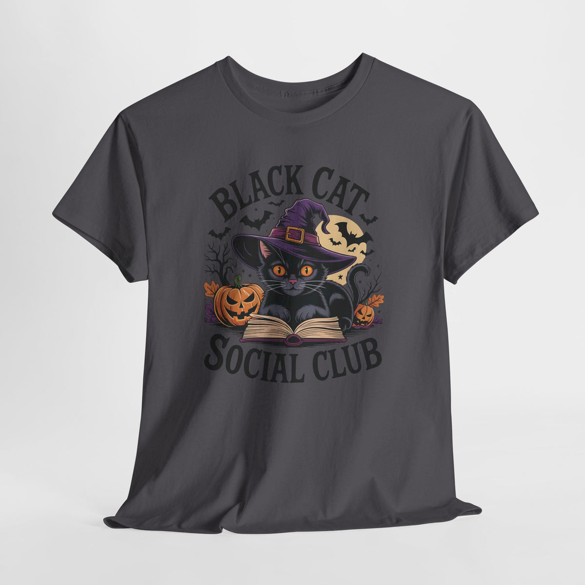 Black Cat Social Club Tee — Cute Halloween Witch Cat T-Shirt