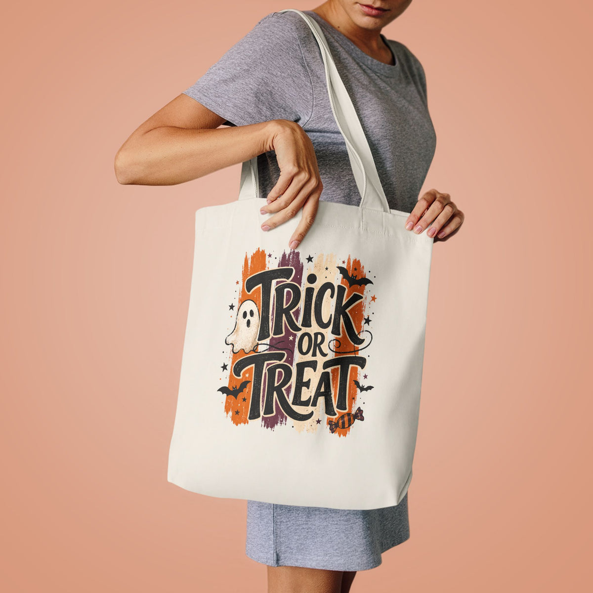 Trick or Treat Ghost Cotton Tote Bag