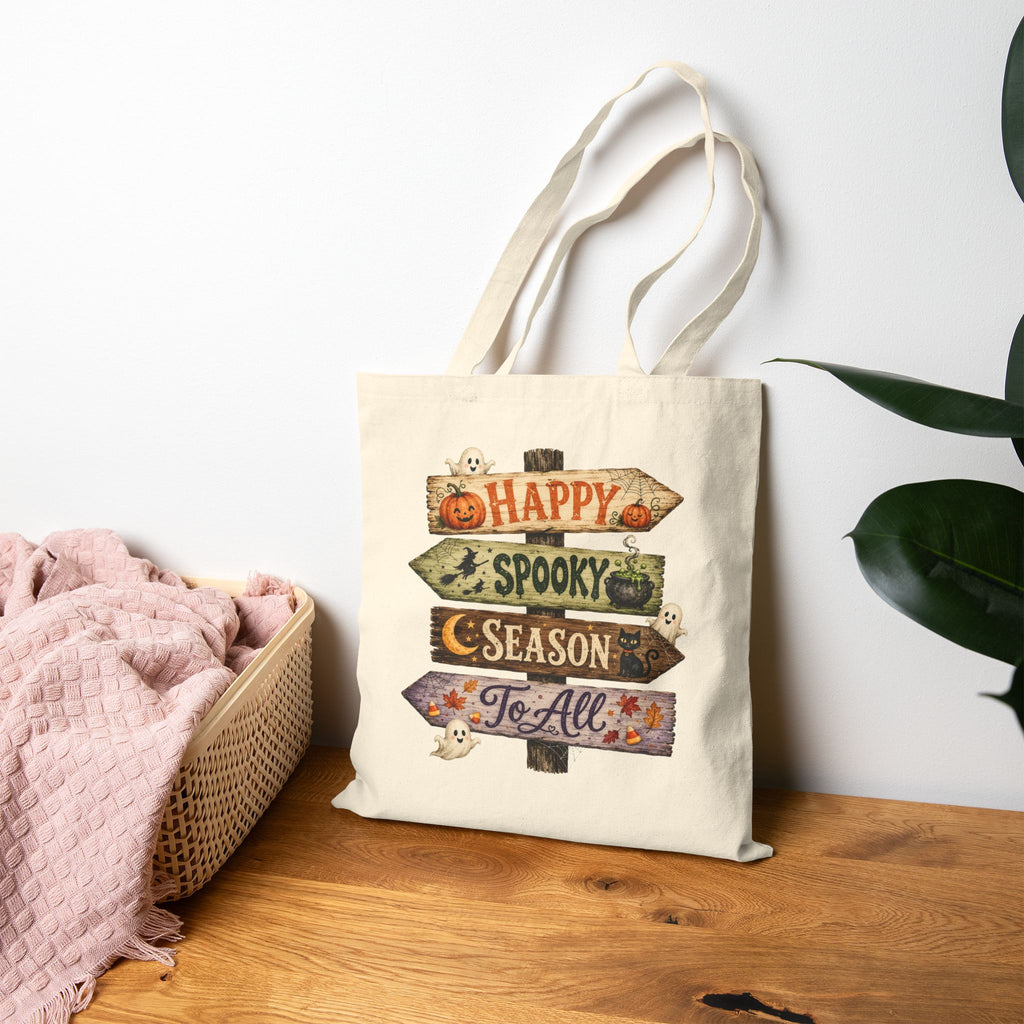 Halloween Tote Bag — Happy Spooky Season Cotton Canvas