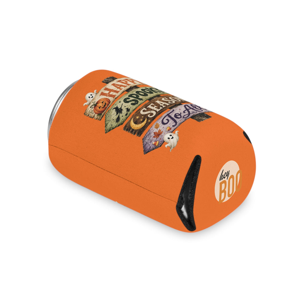 Happy Spooky Season Can Cooler – Halloween Pumpkin & Ghost Koozie