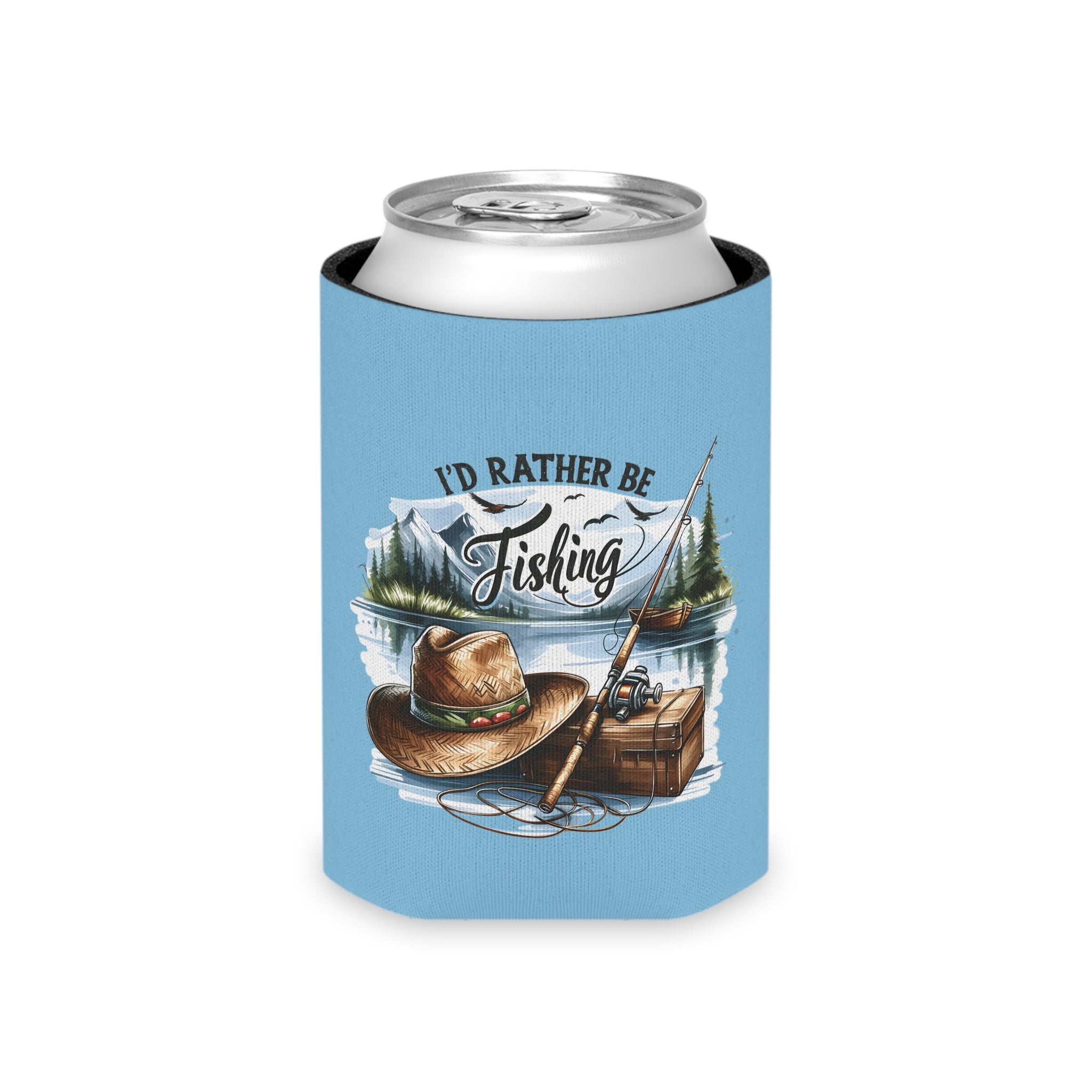 I'd Rather Be Fishing Can Cooler — Fishing Hat & Tackle Design