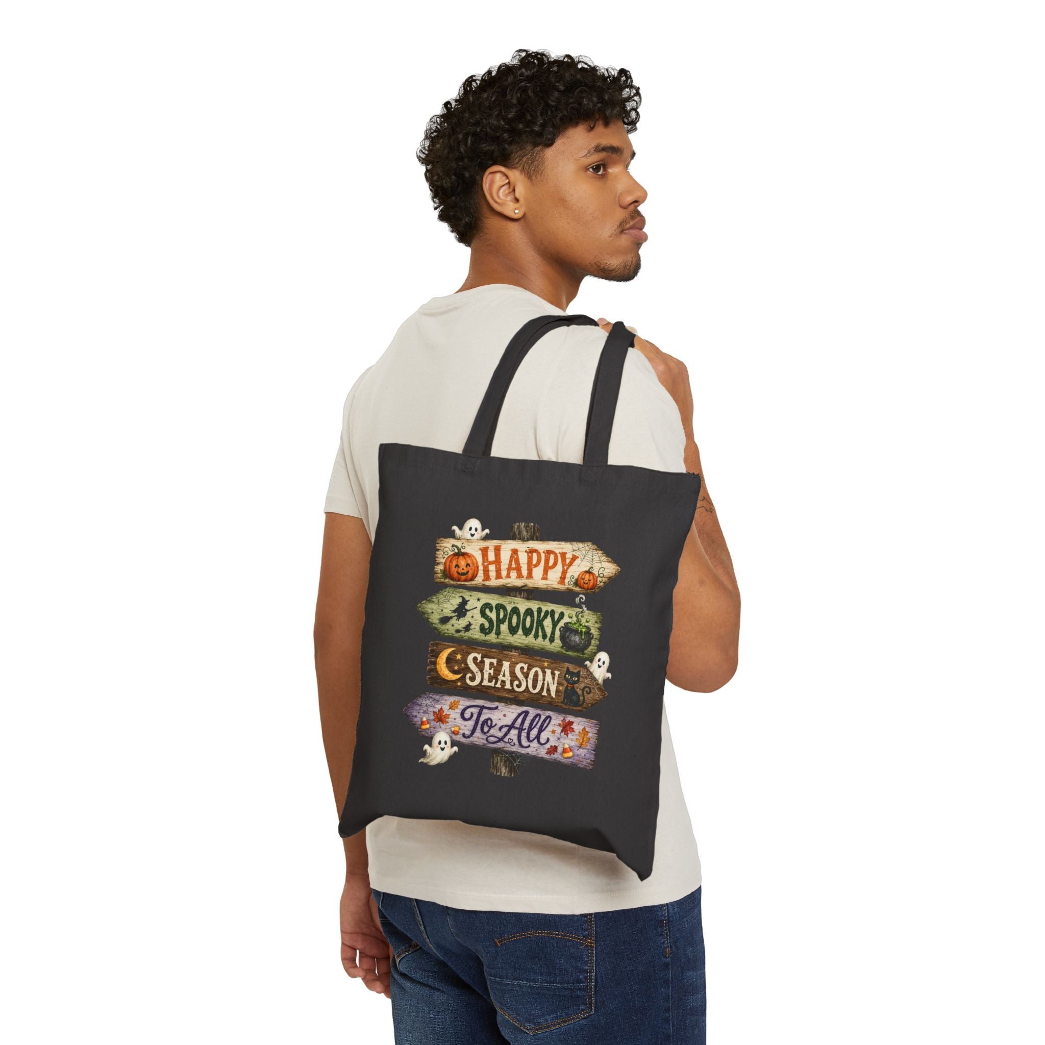 Halloween Tote Bag — Happy Spooky Season Cotton Canvas