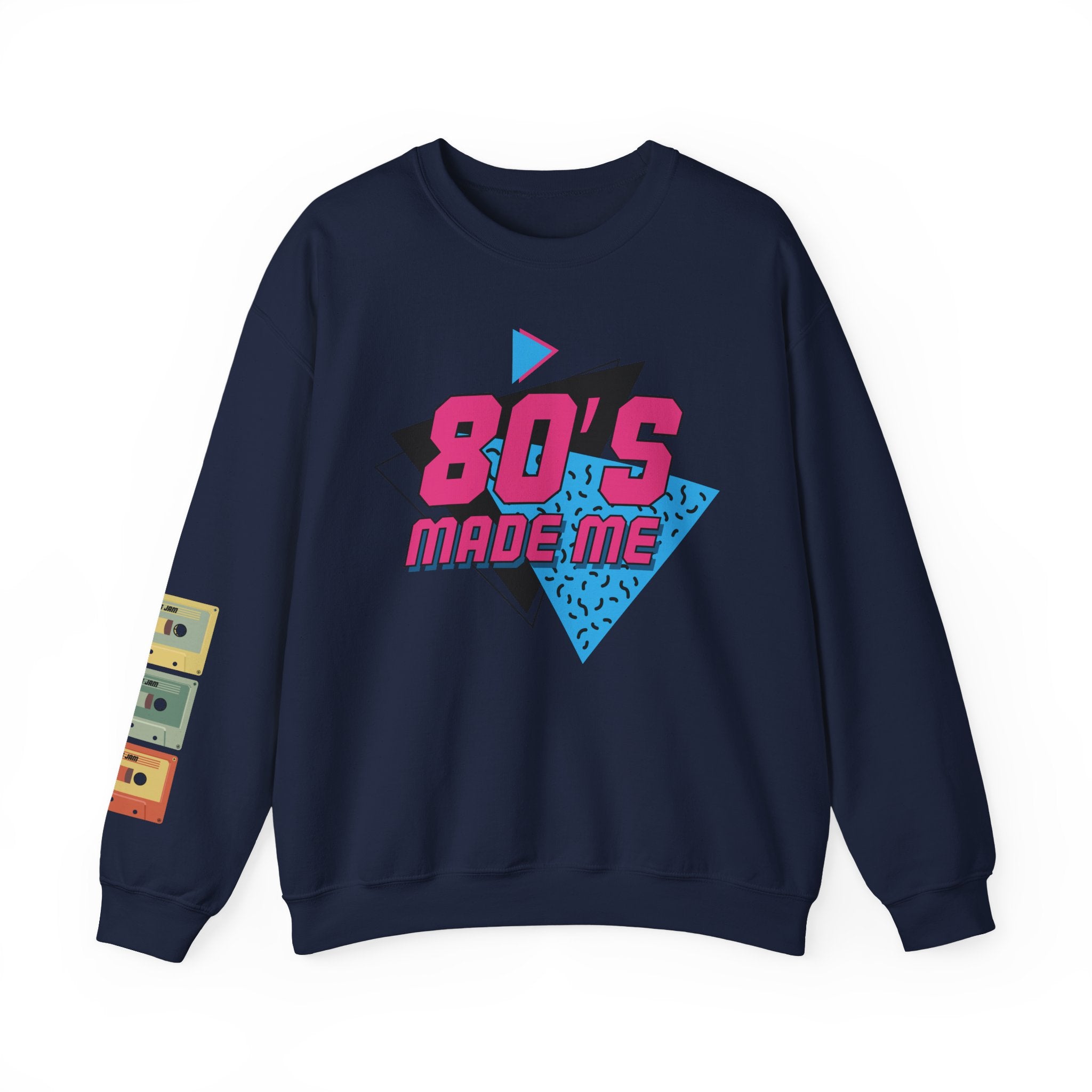80's Made Me Sweatshirt — Retro 1980s Graphic Crewneck with Cassette Sleeve