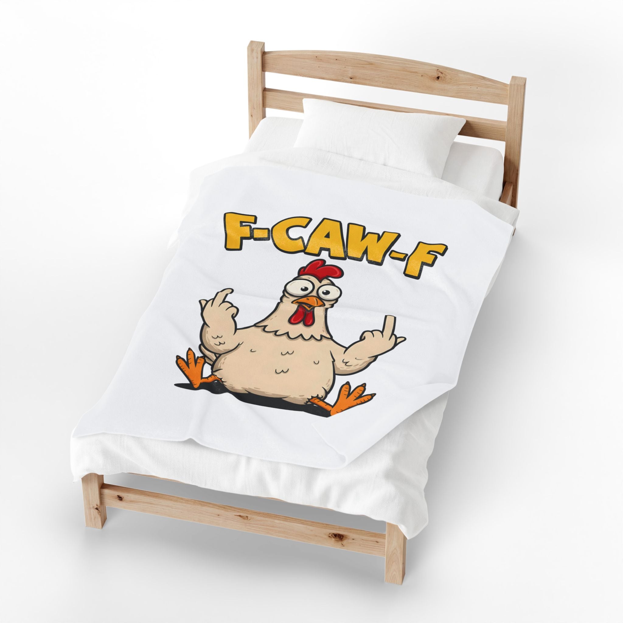Funny Chicken Velveteen Blanket — "F-CAW-F" Plush Throw (Do Not Disturb)