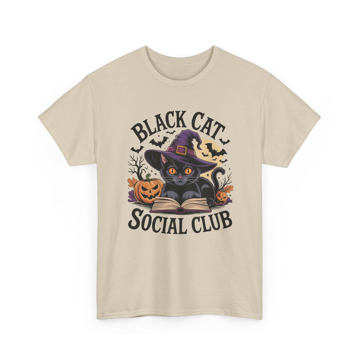 Black Cat Social Club Tee — Cute Halloween Witch Cat T-Shirt