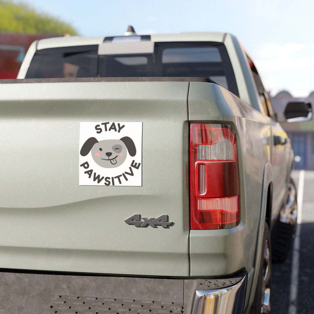 Stay Pawsitive Car Magnet – Winking Dog Pet Decal