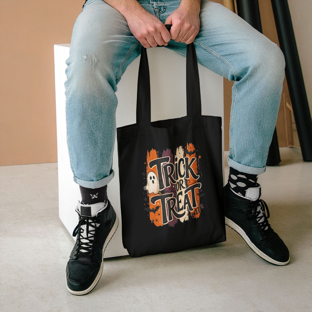 Trick or Treat Ghost Cotton Tote Bag