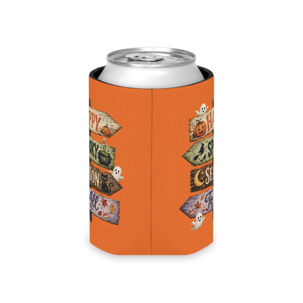 Happy Spooky Season Can Cooler – Halloween Pumpkin & Ghost Koozie