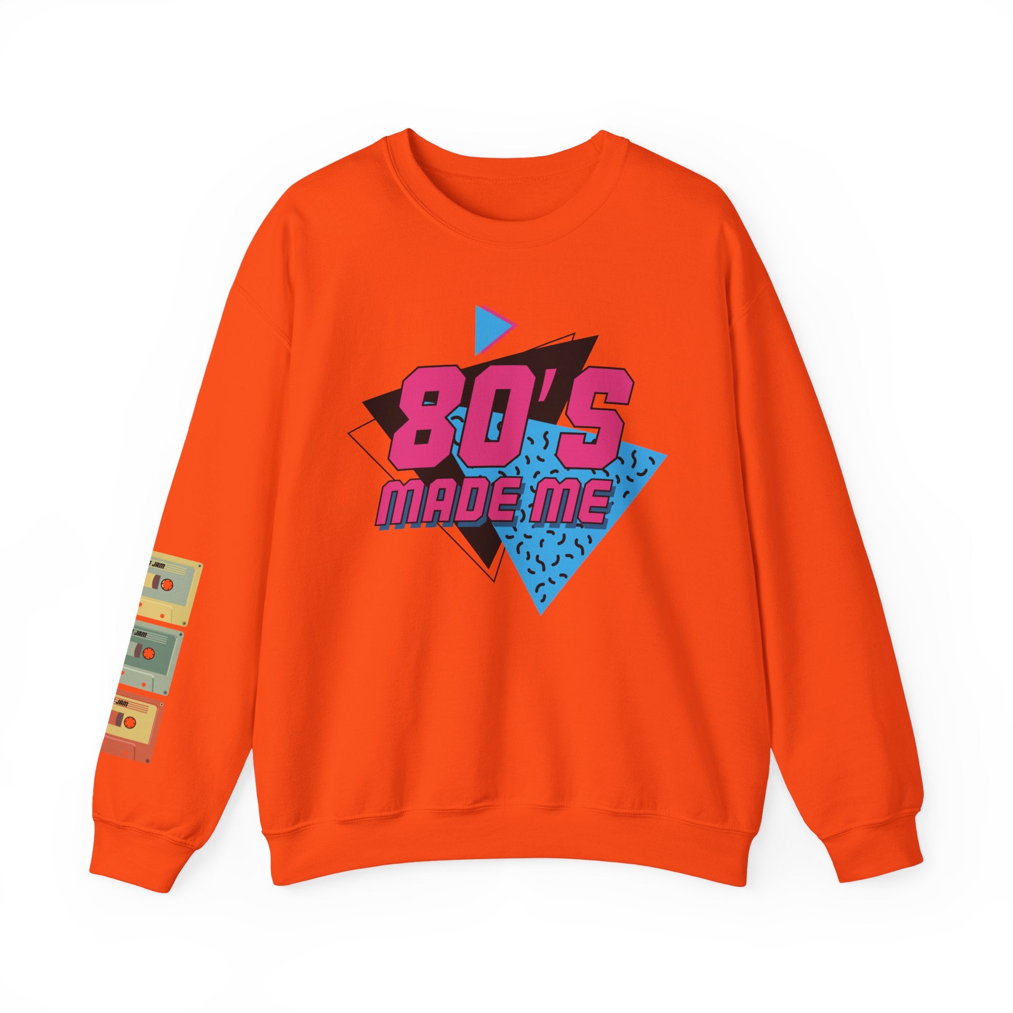 80's Made Me Sweatshirt — Retro 1980s Graphic Crewneck with Cassette Sleeve