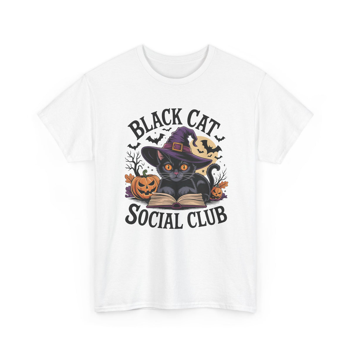 Black Cat Social Club Tee — Cute Halloween Witch Cat T-Shirt