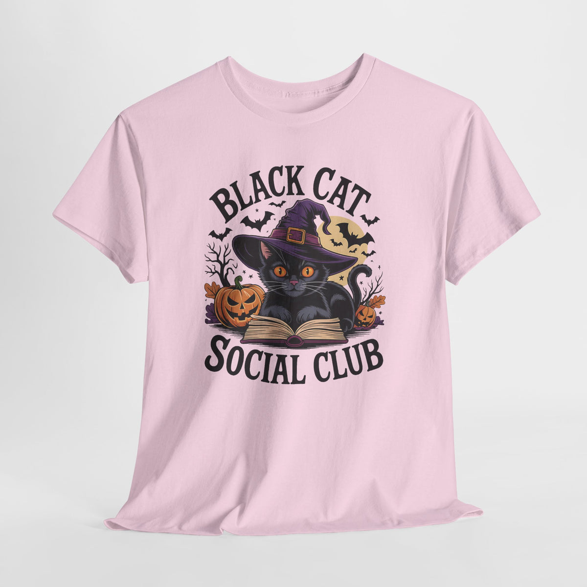 Black Cat Social Club Tee — Cute Halloween Witch Cat T-Shirt