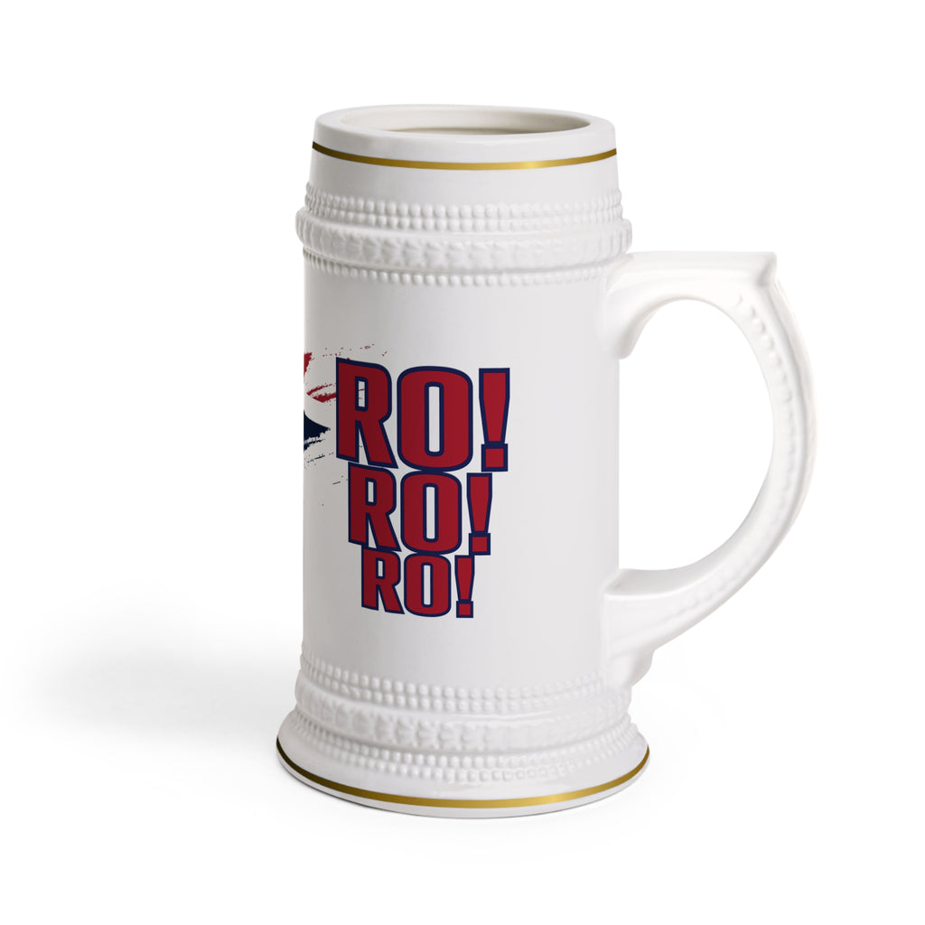 Viking RO! Brushstroke Beer Stein mug | 22oz Ceramic Stein, Gold Trim