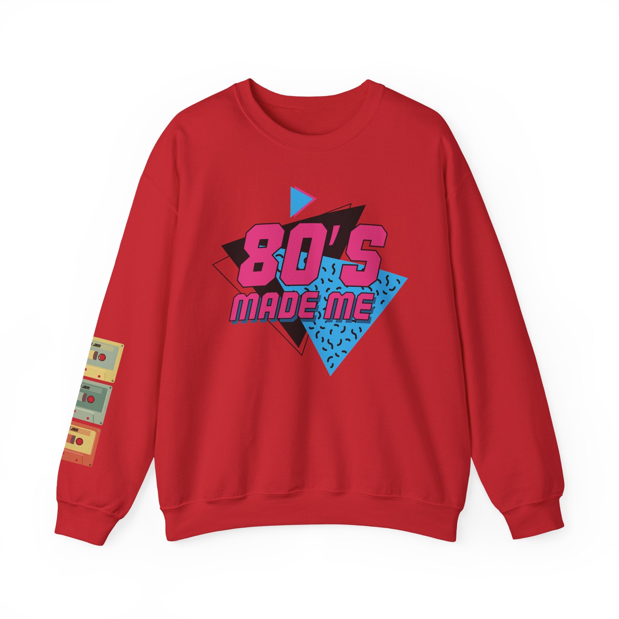 80's Made Me Sweatshirt — Retro 1980s Graphic Crewneck with Cassette Sleeve