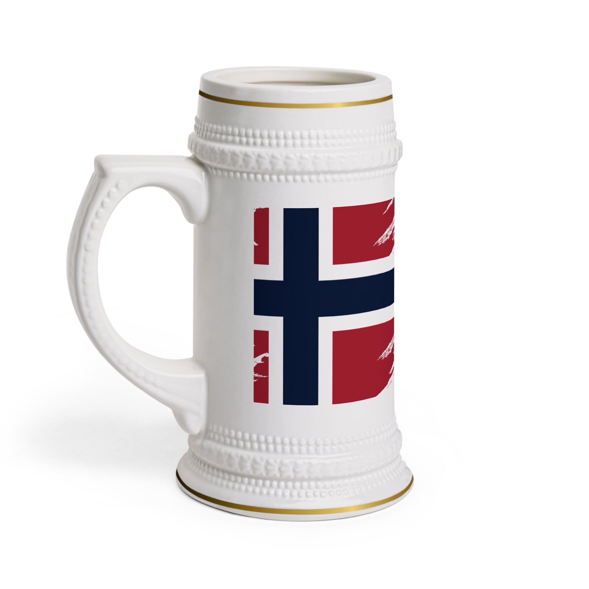 Viking RO! Brushstroke Beer Stein mug | 22oz Ceramic Stein, Gold Trim